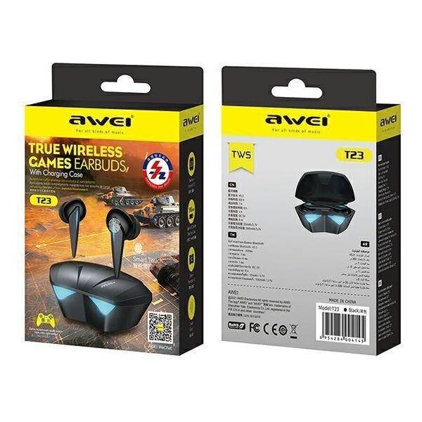 Bluetooth 5.0 TWS Gaming Headphones + AWEI Docking Station (T23) black 6954284004145