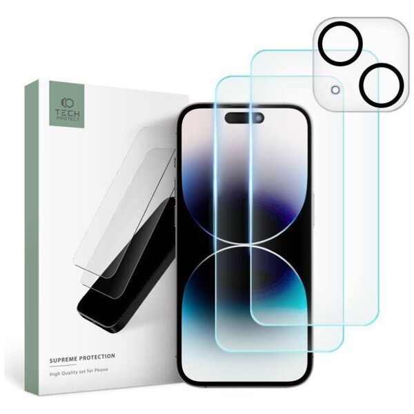 Tempered Glass APPLE IPHONE 15 Tech-Protect Supreme Set Clear 9319456604696