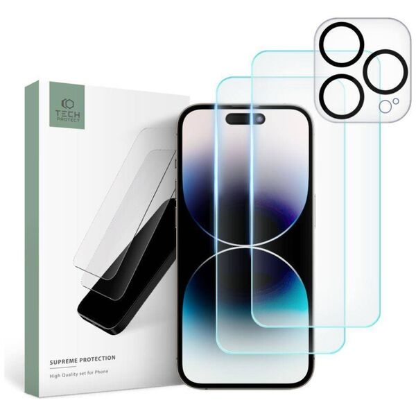 Tempered Glass APPLE IPHONE 15 PRO Tech-Protect Supreme Set Clear 9319456604719