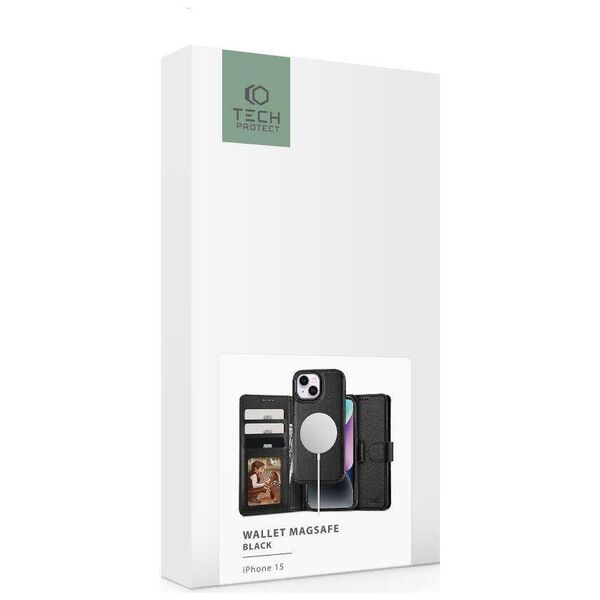 Case APPLE IPHONE 15 Tech-Protect Wallet MagSafe black 9319456603910