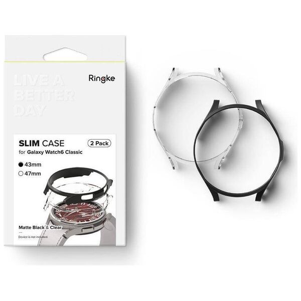 Case SAMSUNG GALAXY WATCH 6 CLASSIC (43MM) Ringke Slim 2-pack black transparent 8809919306294