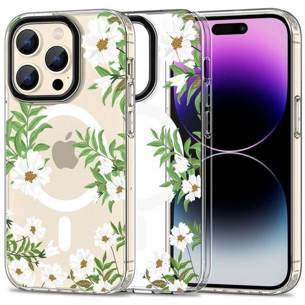Case APPLE IPHONE 15 PRO MAX Tech-Protect MagMood MagSafe Spring Daisy transparent 9319456605433