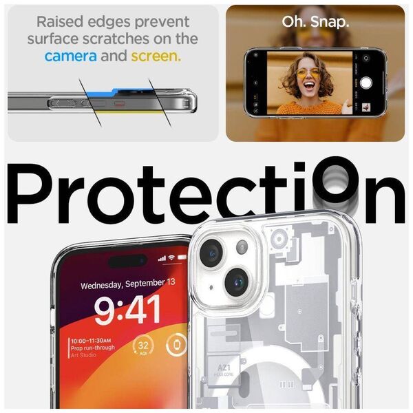 Case APPLE IPHONE 15 PLUS Spigen Ultra Hybrid Mag MagSafe Zero One White transparent 8809896753579