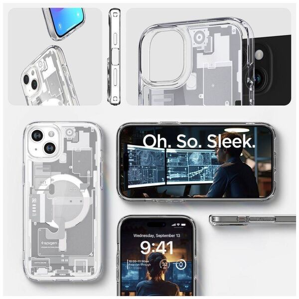 Case APPLE IPHONE 15 PLUS Spigen Ultra Hybrid Mag MagSafe Zero One White transparent 8809896753579