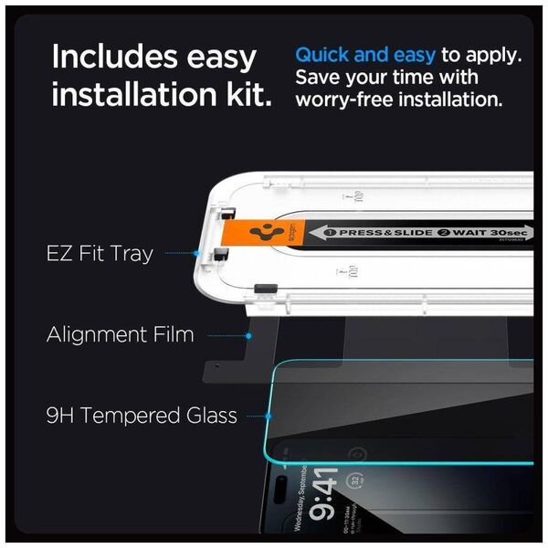 Tempered Glass APPLE IPHONE 15 PLUS Spigen Glas.tr "EZ Fit" Privacy 8809896754347