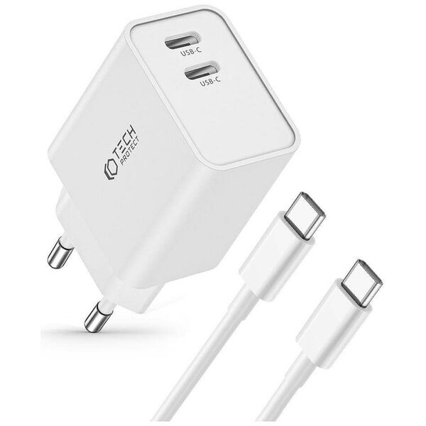 Wall Charger 2x USB-C PD 35W + Cable USB-C - USB-C white 9319456605570
