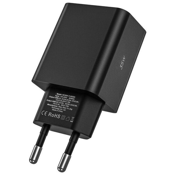Wall Charger 2x USB-C PD 35W + Cable USB-C - USB-C white 9319456605570