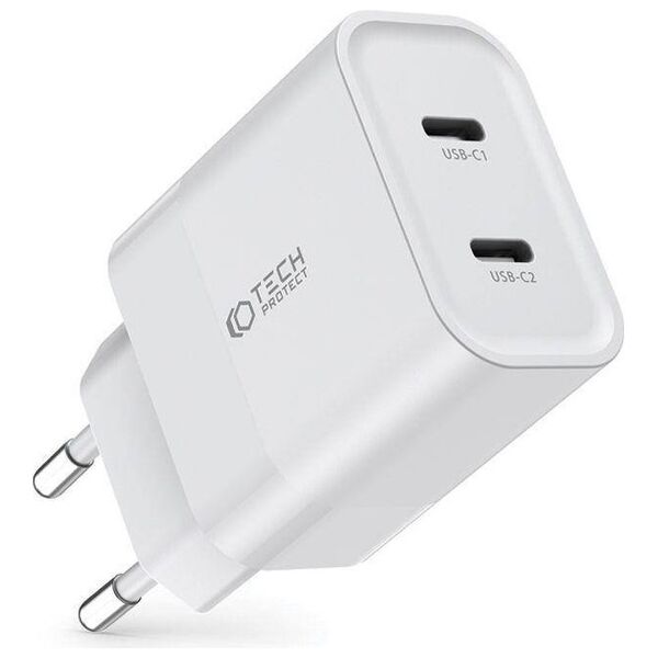 Wall Charger PD 20W 2x USB-C Tech-Protect C20W white 9319456607093