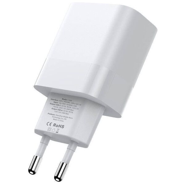 Wall Charger PD 20W 2x USB-C Tech-Protect C20W white 9319456607093