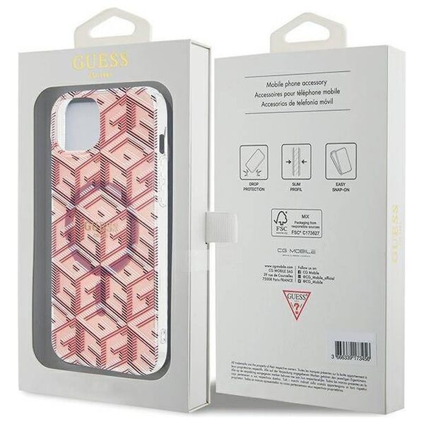 Original Case IPHONE 13 / 14 / 15 Guess hardcase IML GCube MagSafe (GUHMP15SHGCUSTGP) pink 3666339221980