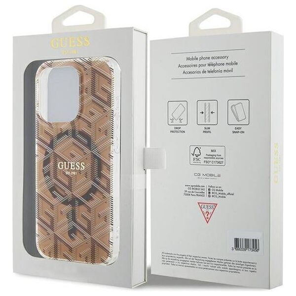 Original Case APPLE IPHONE 15 PRO MAX Guess hardcase IML GCube MagSafe (GUHMP15XHGCUSTGW) brown 3666339222154