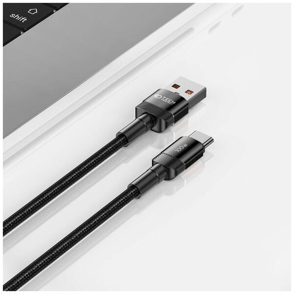 Cable USB - USB Type C 100W / 5A 0.25m Tech-Protect UltraBoost EVO black 5906203690695