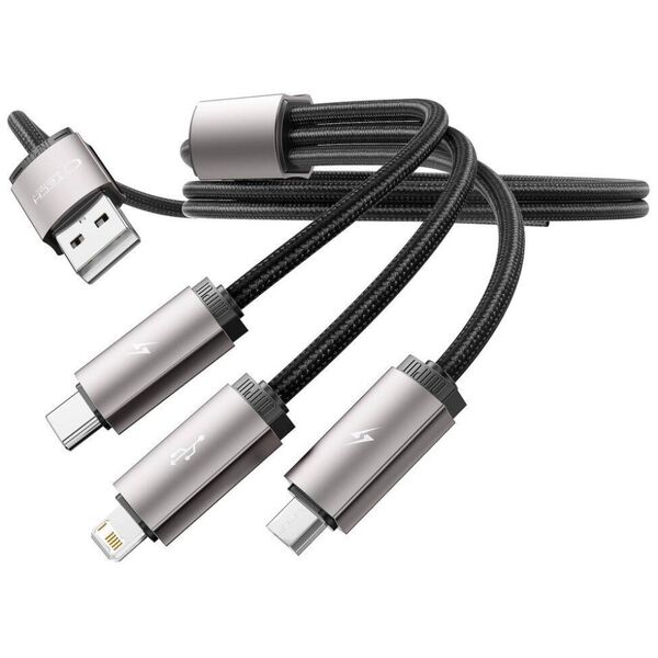 Cable 3in1 3.5A 1m USB - USB-C + Lightning + Micro USB Tech-Protect UltraBoost grey 5906203691272
