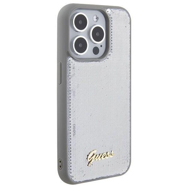 Guess case for iPhone 15 Pro Max 6,7&quot; GUHCP15XPSFDGSS silver HC Sequin Script Metal 3666339173180