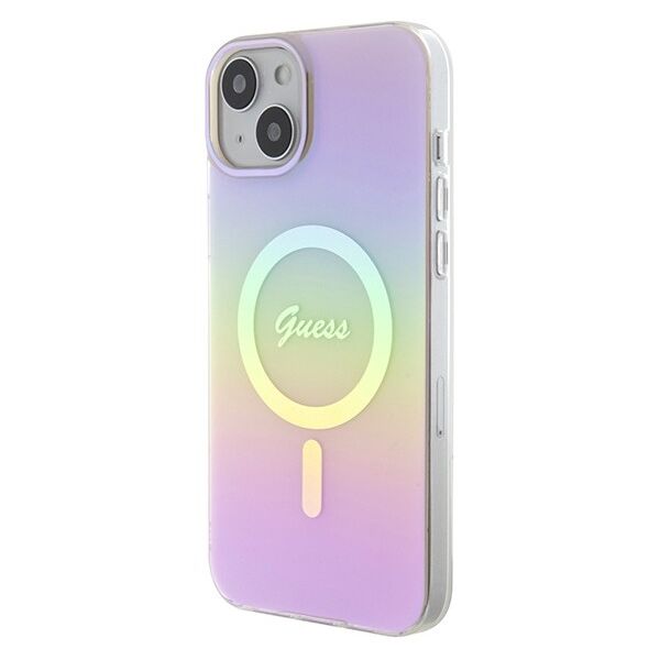 Guess case for iPhone 15 6.1&quot; GUHMP15SHITSP pink hardcase IML Iridescent MagSafe 3666339155063