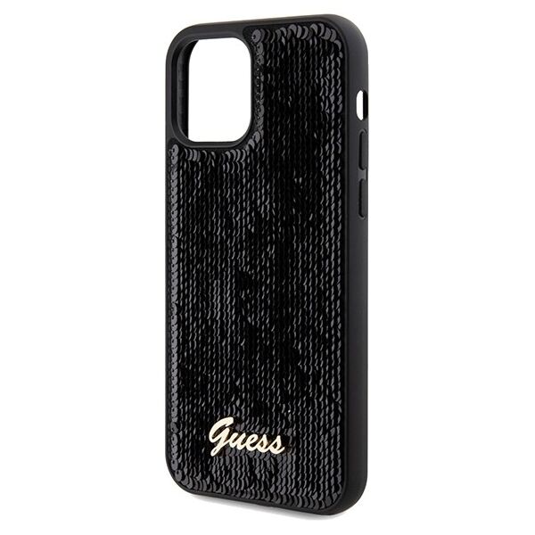 Guess case for  iPhone 12 / 12 Pro 6,1&quot; GUHCP12MPSFDGSK HC SEQUIN SCRIPT METAL BLACK 3666339172787