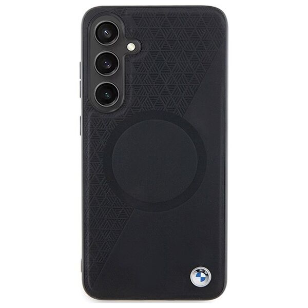 BMW case for Samsung Galaxy S24+ black Signature Leather Half Textured & Circle MagSafe 3666339242602