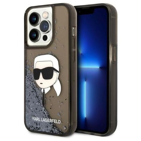 Karl Lagerfeld case for iPhone 14 Pro 6,1&quot; KLHCP14LLNKHCK black hardcase Glitter Karl Head 3666339086824