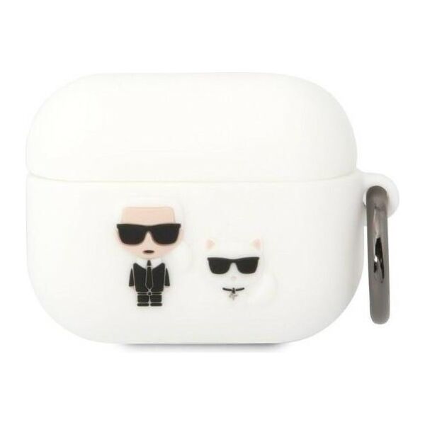 Karl Lagerfeld case for Airpods Pro KLACAPSILKCW white Silicone Karl + Choupette 3666339088200