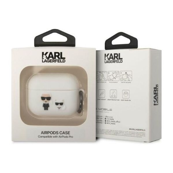 Karl Lagerfeld case for Airpods Pro KLACAPSILKCW white Silicone Karl + Choupette 3666339088200