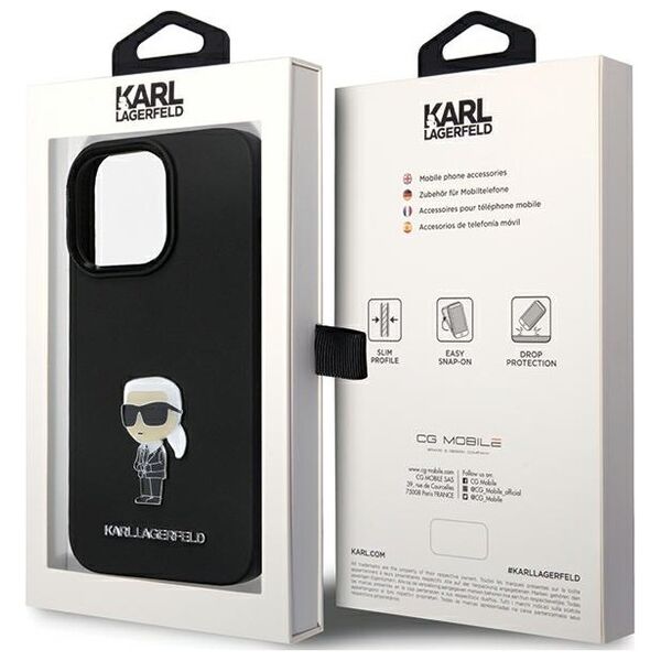 Karl Lagerfeld case for iPhone 13 Pro 6,1&quot; KLHCP13LSMHKNPK black HC Silicone Ikonik Metal Pin 3666339165932