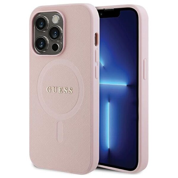 Guess case for iPhone 14 Pro Max 6,7&quot; GUHMP14XPSAHMCP pink Saffiano Magsafe 3666339156176