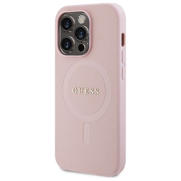Guess case for iPhone 14 Pro Max 6,7&quot; GUHMP14XPSAHMCP pink Saffiano Magsafe 3666339156176