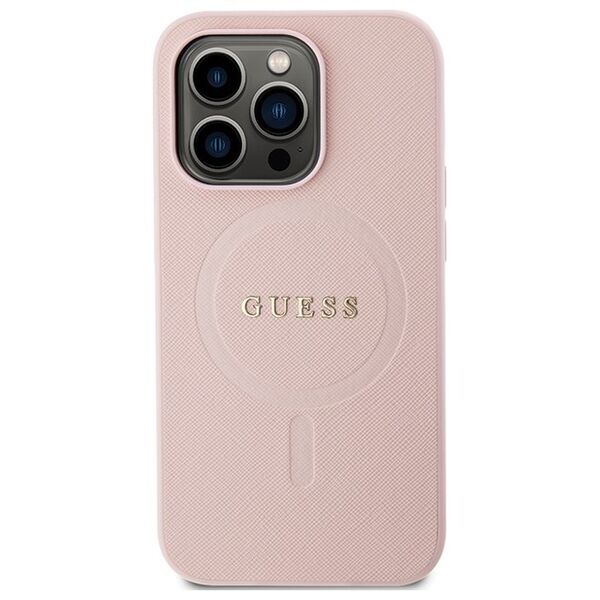 Guess case for iPhone 14 Pro Max 6,7&quot; GUHMP14XPSAHMCP pink Saffiano Magsafe 3666339156176
