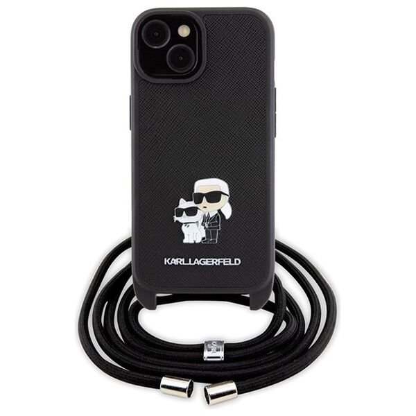 Karl Lagerfeld case for iPhone 15 6,1&quot; KLHCP15SSAKCPSK black HC Saffiano KC Metal Pin Crossbody 3666339165758