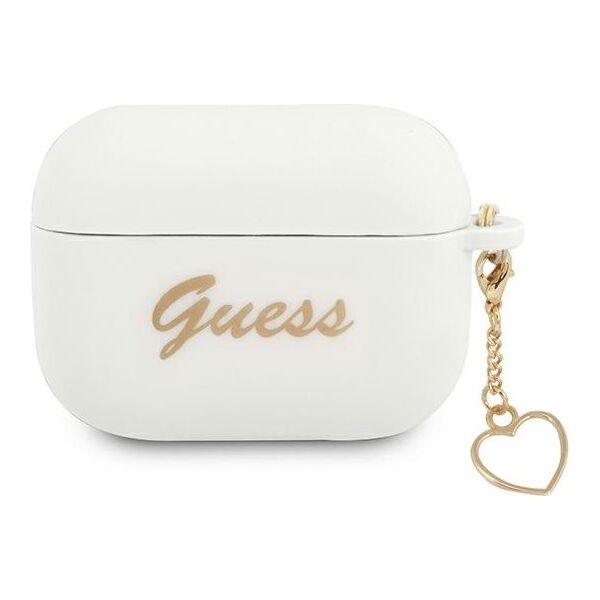 Guess case for Airpods Pro GUAPLSCHSH white Silicone Heart Charm 3666339039134