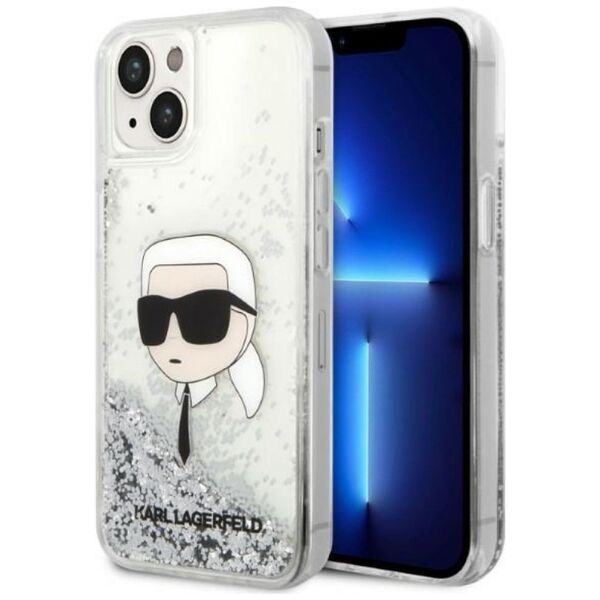 Karl Lagerfeld case for iPhone 14 Pro Max 6,7&quot; KLHCP14XLNKHCH silver hardcase Liquid Glitter NFT Karl's Head 3666339086879