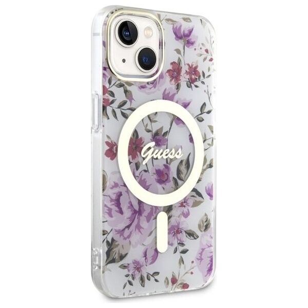 Guess case for iPhone 14 6,1&quot; GUHMP14SHCFWST transparent hardcase Magsafe IML Flower 3666339115630