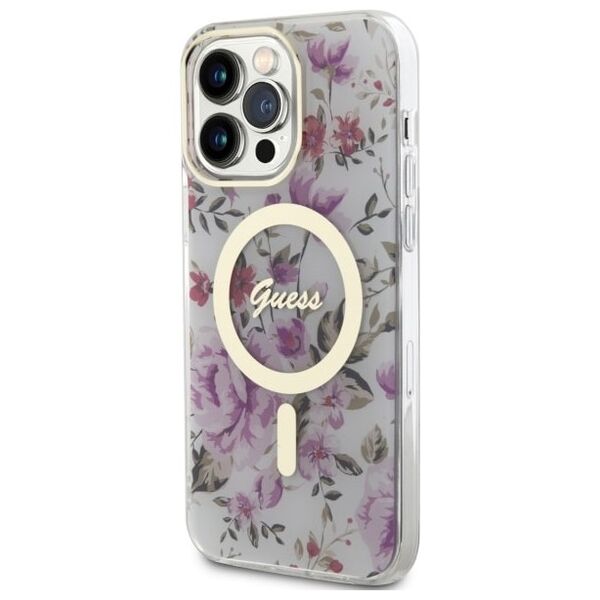 Guess case for iPhone 14 Pro Max 6,7&quot; GUHMP14XHCFWST transparent hardcase Magsafe IML Flower 3666339115661
