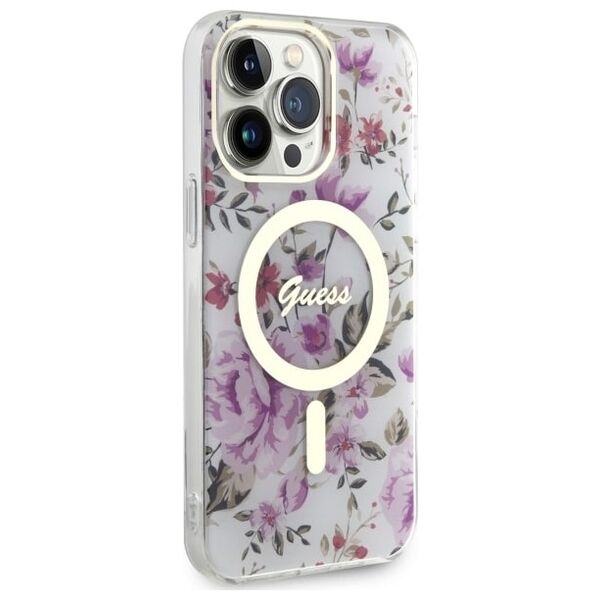 Guess case for iPhone 14 Pro Max 6,7&quot; GUHMP14XHCFWST transparent hardcase Magsafe IML Flower 3666339115661