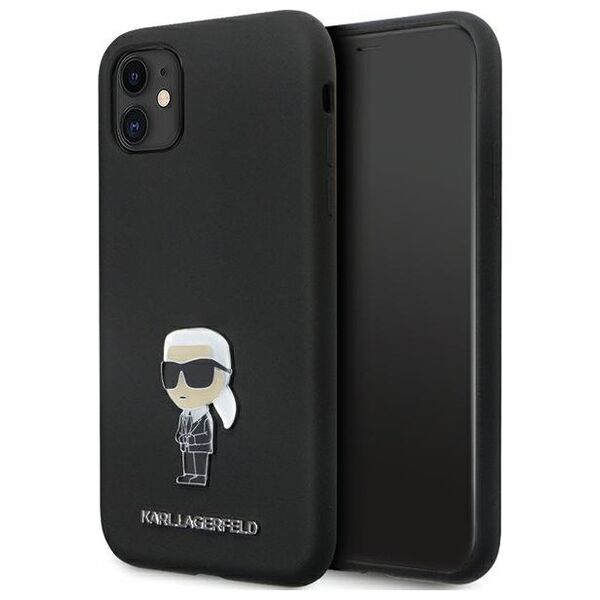 Karl Lagerfeld case for iPhone 11 KLHCN61SMHKNPK black HC Silicone Ikonik Metal Pin 3666339165918