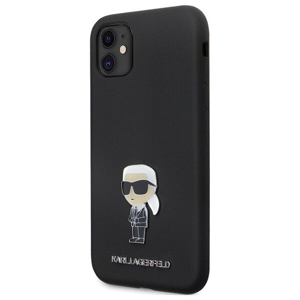 Karl Lagerfeld case for iPhone 11 KLHCN61SMHKNPK black HC Silicone Ikonik Metal Pin 3666339165918