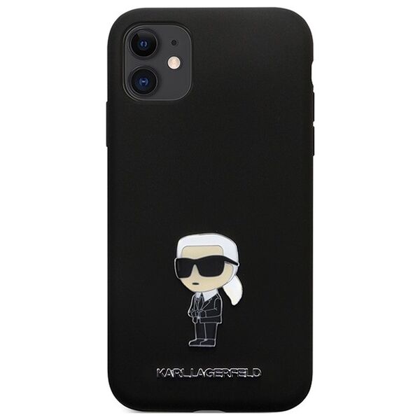 Karl Lagerfeld case for iPhone 11 KLHCN61SMHKNPK black HC Silicone Ikonik Metal Pin 3666339165918