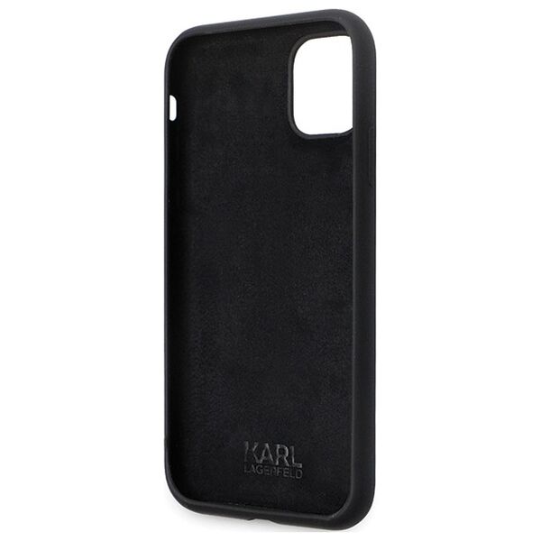 Karl Lagerfeld case for iPhone 11 KLHCN61SMHKNPK black HC Silicone Ikonik Metal Pin 3666339165918
