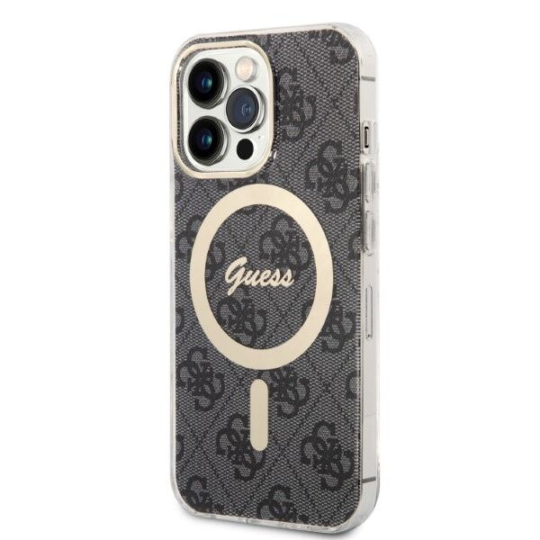 Guess set case + charger for iPhone 13 Pro 6,1&quot; GUBPP13LH4EACSK black hard case 4G Print MagSafe 3666339102791