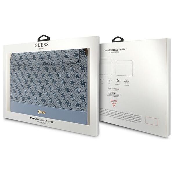Guess bag for laptop 14&quot; GUCS14PS4SGW blue Comp Sleeve U 4G Stripe Metal Logo 3666339110857
