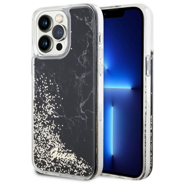 Guess case for iPhone 14 Pro Max 6,7&quot; GUHCP14XLCSGSGK black hard case Liquid Glitter Marble 3666339127305