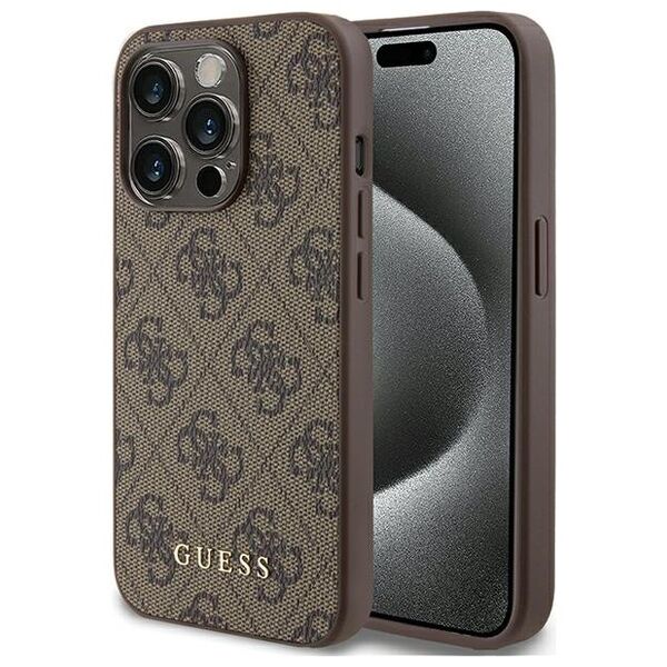 Guess case for iPhone 15 Pro 6,1&quot; GUHCP15LG4GFBR brown HC PU 4G Metal Logo 3666339171728