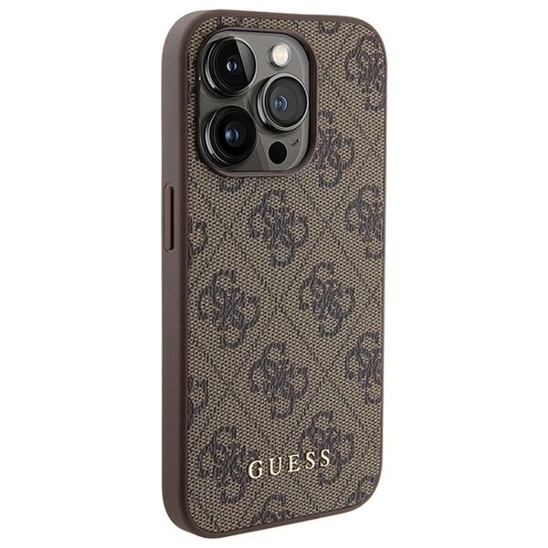 Guess case for iPhone 15 Pro 6,1&quot; GUHCP15LG4GFBR brown HC PU 4G Metal Logo 3666339171728