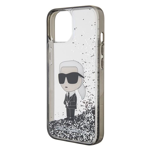 Karl Lagerfeld case for iPhone 15 6,1&quot; KLHCP15SLKKNSK transparentna hardcase Liquid Glitter Ikonik 3666339164072