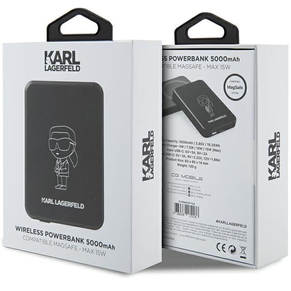 Karl Lagerfeld wireless power bank KLPBM5KIOTTGK 5000mAh black NFT Outline Ikonik MagSafe 3666339172176