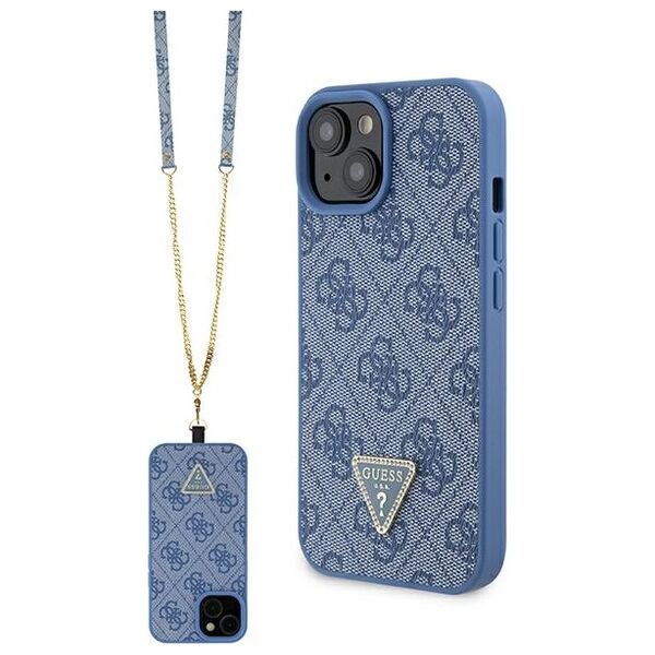 Guess case for iPhone 15 6.1&quot; GUHCP15SP4TDSCPB blue hardcase Crossbody 4G Metal Logo 3666339147082