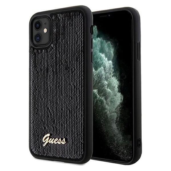 Guess case for  iPhone 11 GUHCN61PSFDGSK HC SEQUIN SCRIPT METAL BLACK 3666339172770