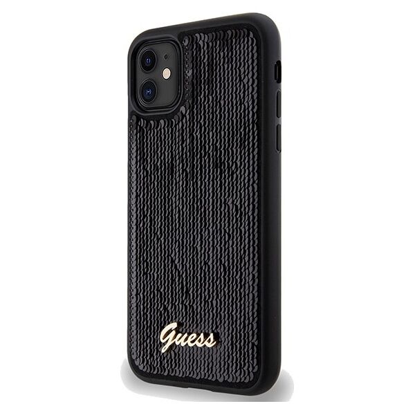 Guess case for  iPhone 11 GUHCN61PSFDGSK HC SEQUIN SCRIPT METAL BLACK 3666339172770