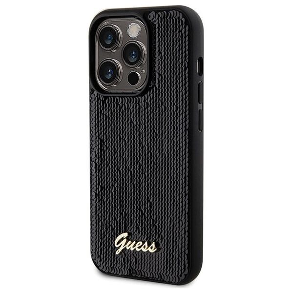Guess case for  iPhone 13 Pro Max 6,7&quot; GUHCP13XPSFDGSK HC SEQUIN SCRIPT METAL BLACK 3666339172824