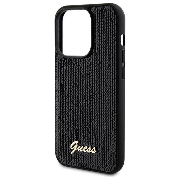 Guess case for  iPhone 13 Pro Max 6,7&quot; GUHCP13XPSFDGSK HC SEQUIN SCRIPT METAL BLACK 3666339172824